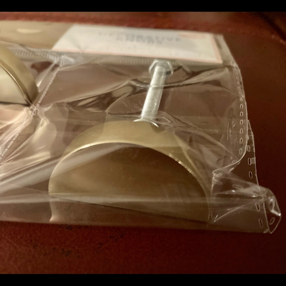 Decorative knobs. Gold semicircle hardware. Includes 2 knobs, 2 nuts, 2 washers. - Picture 4 of 4